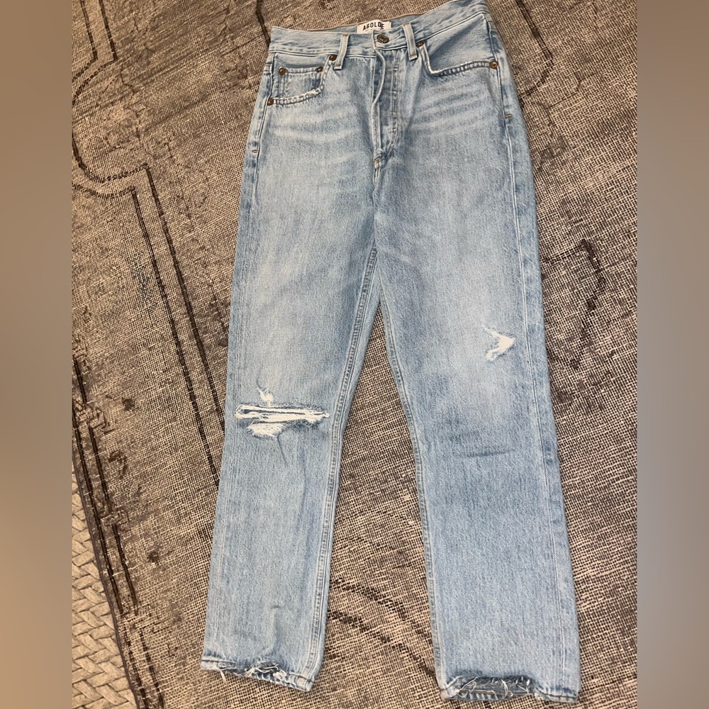 AGOLDE Riley High Rise Straight Crop Jeans in Light Wash